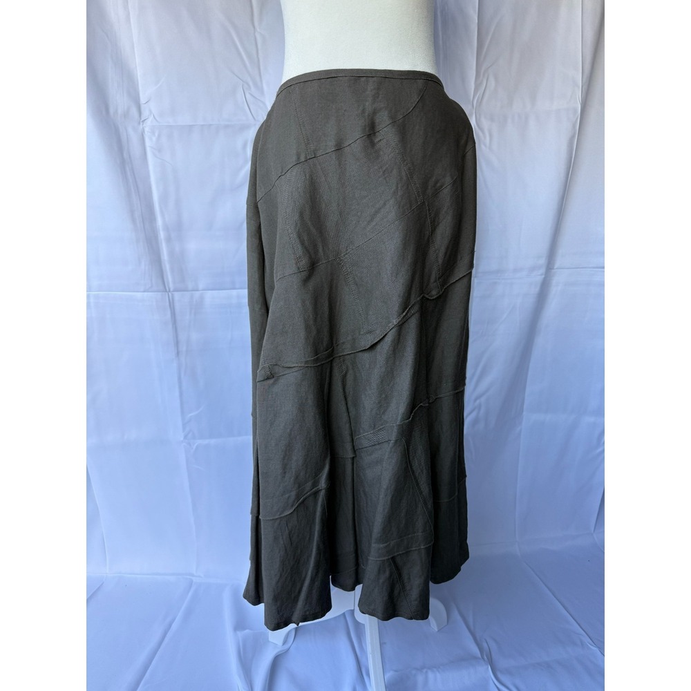 Sandro Sportswear Midi Skirt Brown Size 6‎ Patchwork Whimsygoth Boho Lagenlook - Picture 3 of 12